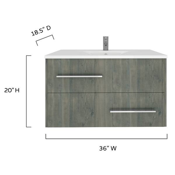 36" Thalia Grey Wood Floating Vanity with Integrated Sink Bed Bath & Beyond 32167332